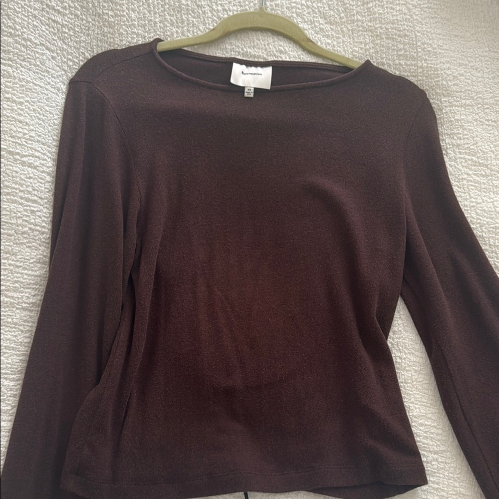 Reformation Brown Long Sleeve Blouse